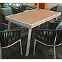 Six Outdoor Tables And Chairs， Plastic Wood，One Table, Six Chairs，Table  160*90*75Cm
，Chair  59*60*77Cm