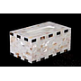 B1-Black Butterfly Edge White Pearl Water Shell Double-sided Tissue Box, Resin+shell, 200*120*90mm