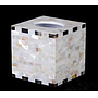 B1-Black Butterfly Edge White Pearl Water Shell Square Tissue Box, Resin+shell, 130*130*130mm