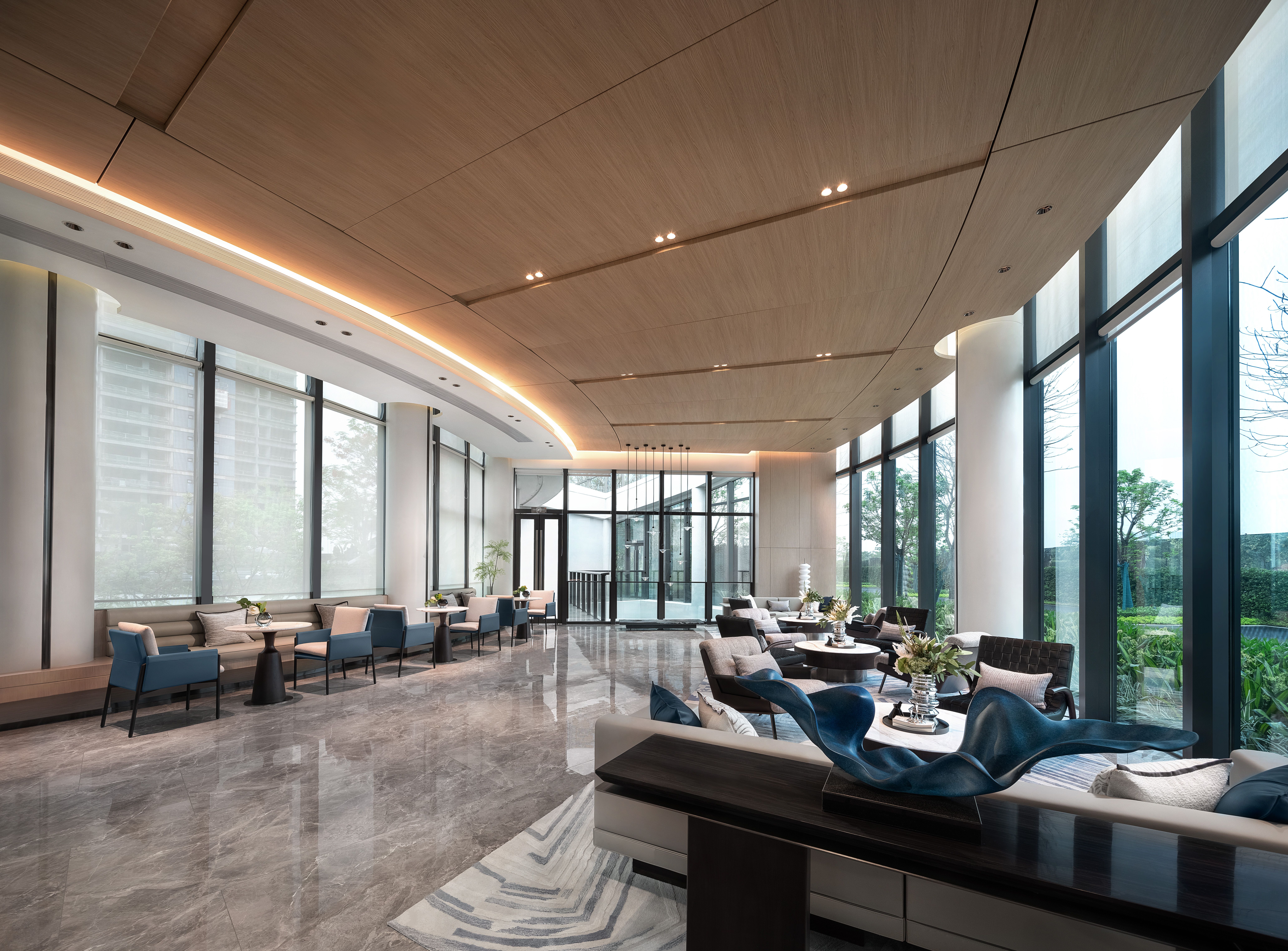 Representative modern hospitality lobby