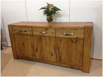 European solid wood three-door three drawer large side cabinet
