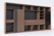 Filing Cabinet，Leather Grain Board And Walnut Relief，L3550*W400*H2000 mm