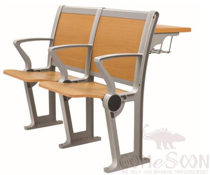 Classroom Desks And Chairs-Middle Row，Metal Frame + Multi-Layer Rotary Cut Wood Surface Pressure Fireproof Board + Aluminum Alloy，L1090*W850*H870MM