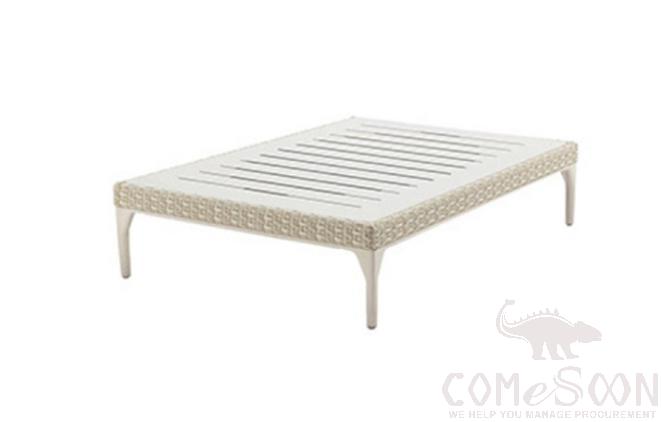 Outdoor plastic wood coffee table-150*75cm,metal frame+PE rattan+plastic wood,150*75*32cm