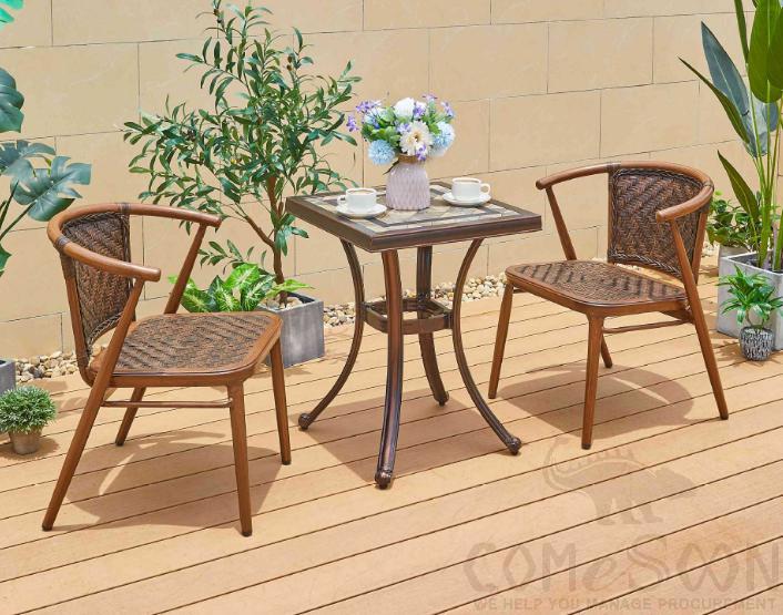 Outdoor plastic wood table and chair-chair*2+table*1