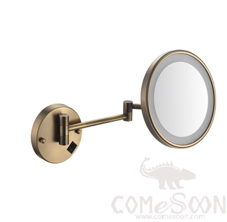 Led Foldable Cosmetic Mirror-Concealed Installation /  Single-Sided Mirror - Antique - 8 inch (20cm) Single - Copper + SUS304