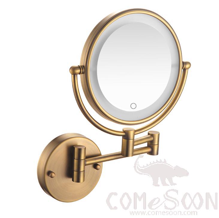 Led Makeup Mirror-Plug / Double-Sided Mirror - Antique - 8 inch (20cm) Single - Copper + SUS304