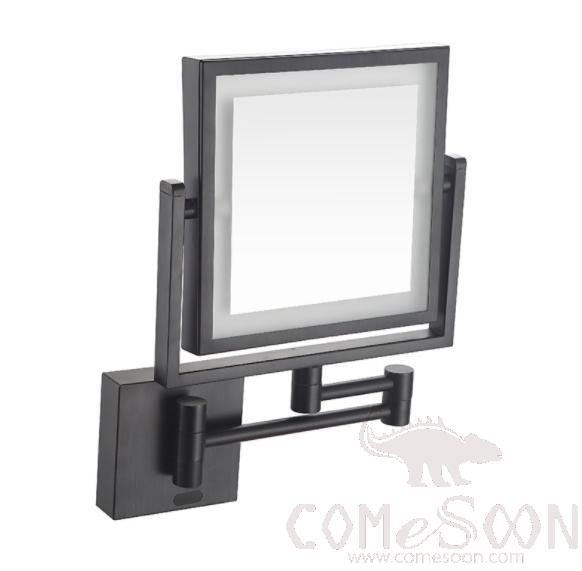 Led Makeup Mirror-Concealed Installation / Double-Sided Mirror / Inductive Switch - Matte black - 8 inch (20cm) Single - Copper + SUS304