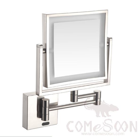Led Makeup Mirror-Concealed Installation / Double-Sided Mirror / Inductive Switch - Brushed finish - 8 inch (20cm) Single - Copper + SUS304