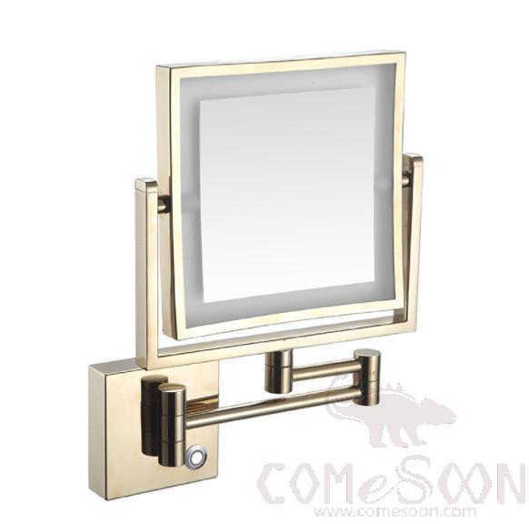 Led Makeup Mirror-Plug / Double-Sided Mirror - Zirconium gold - 8 inch (20cm) Single - Copper + SUS304