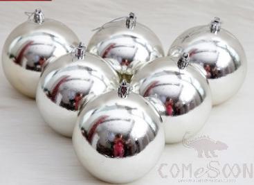 8Cm Silver Shiny Ball 6 Pcs Set