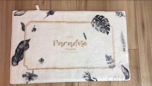 45X75 Printed Imitation Cashmere Floor Mat-Black Banana Leaf