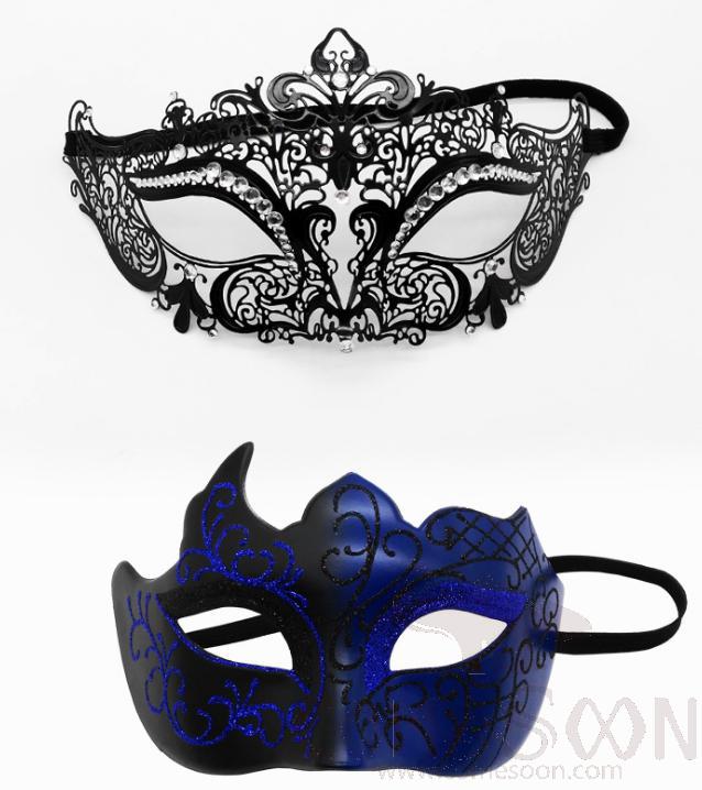 Party Eye Mask Black 2 pcs Set Man