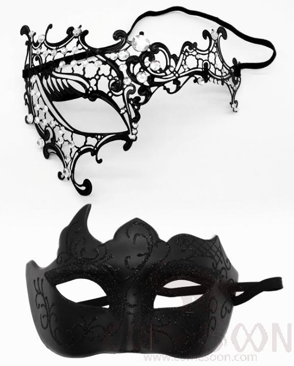 Party Eye Mask Black 2 pcs Set Man
