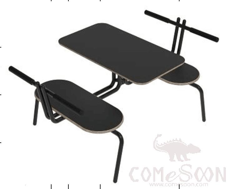 Canteen table &amp; chair-black 1680*1200*780mm