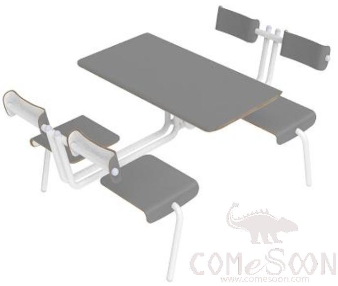 Canteen table &amp; chair-grey 1990*1200*825mm