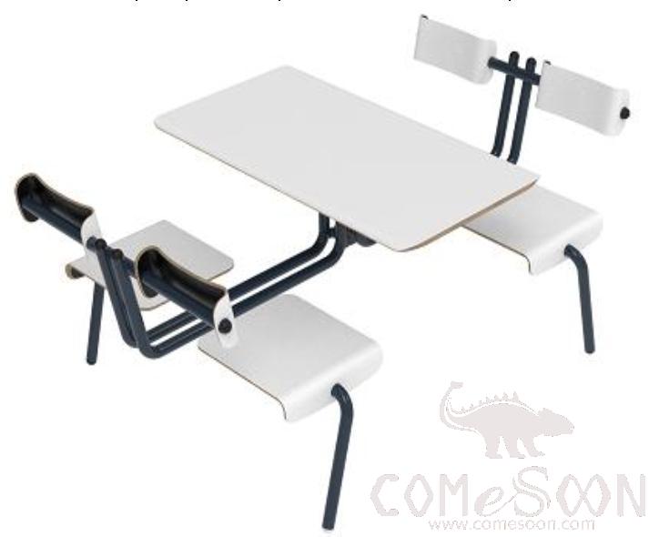 Canteen table &amp; chair-white 1990*1200*825mm