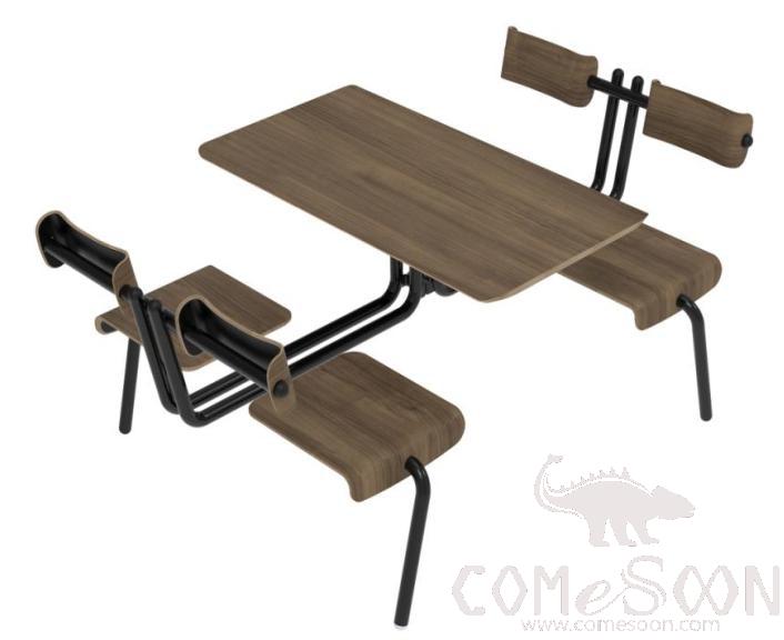 Canteen table &amp; chair-brown 1990*1200*825mm