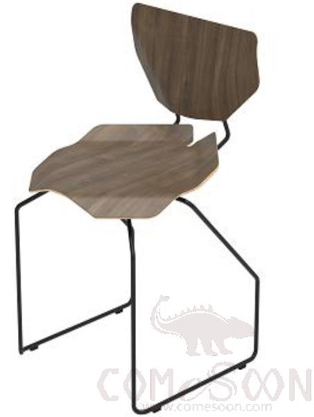 Steel Wooden Chair-Dark Brown 473*430*738mm
