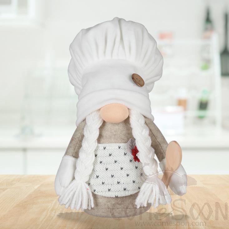 Chef Rudolph Doll-White,PP Cotton + Gravel,H26 cm