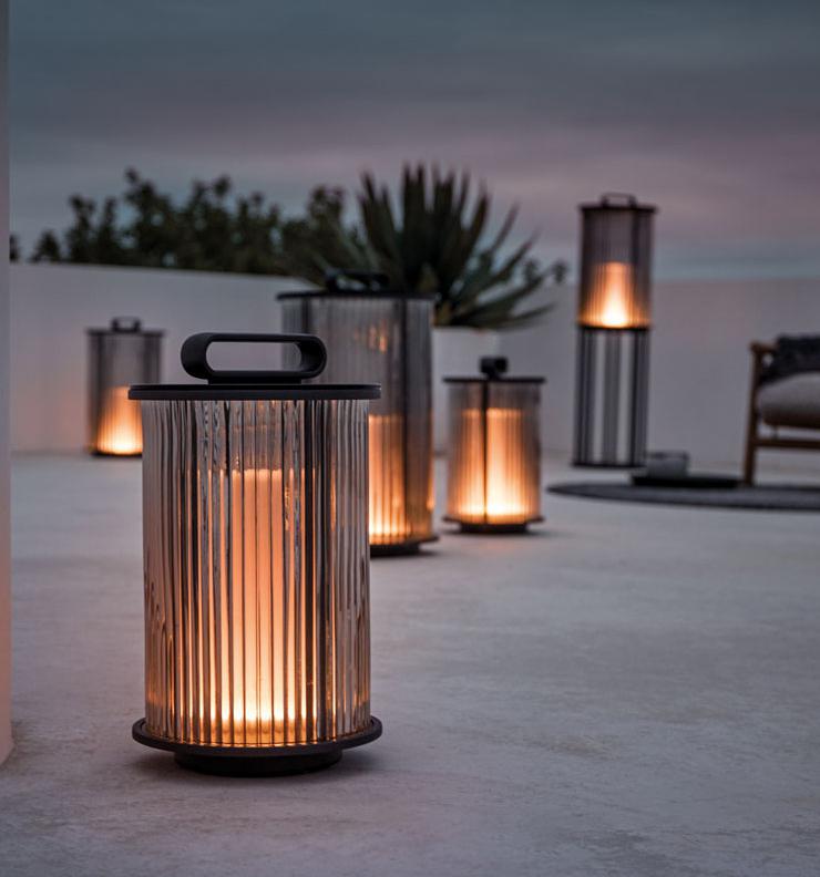 Solar&amp;Rechargeable Battery Pillar Light-Small D23*H39cm