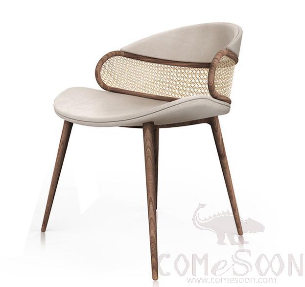 Rattan solid wood dining chair-59*65*75cm