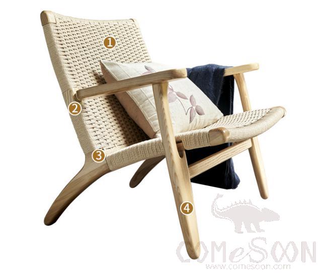 Hemp rope solid wood lounge chair-65*65*74cm