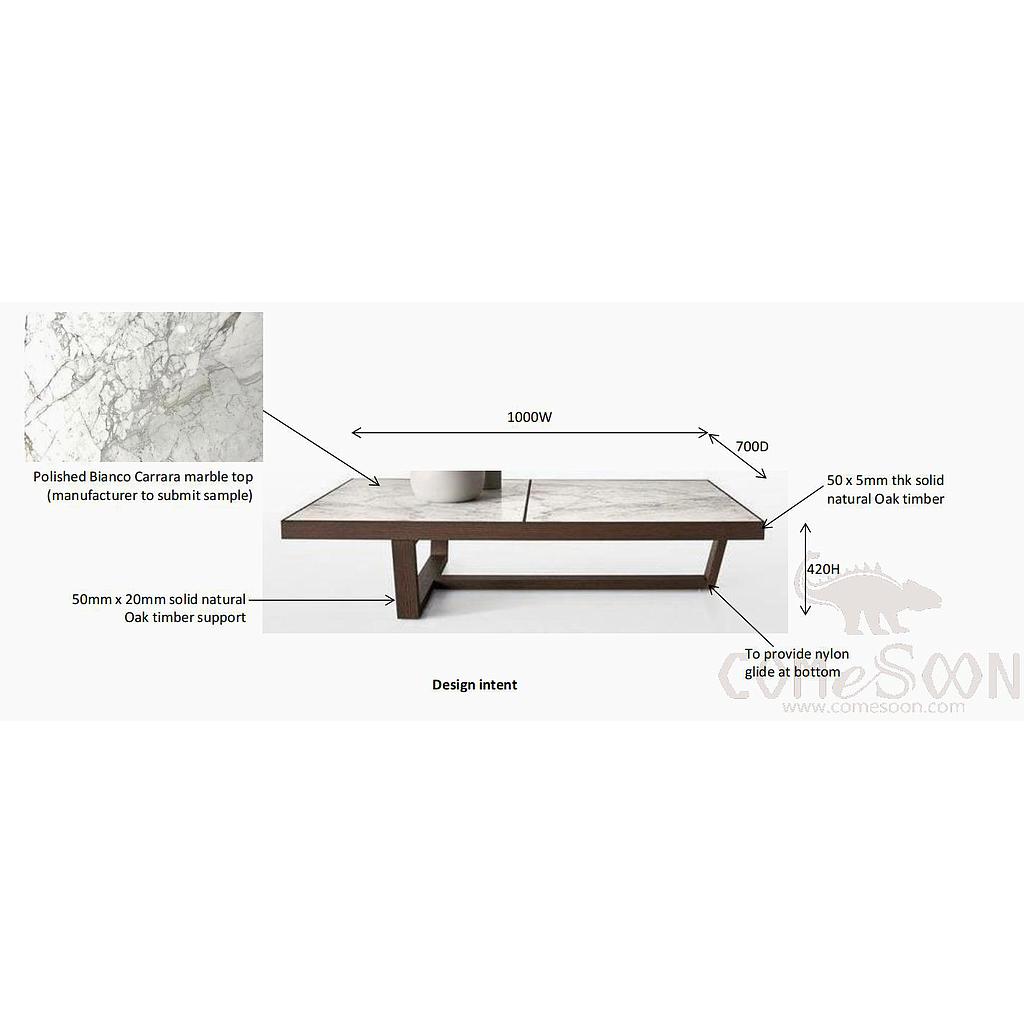 Marble solid wood coffee table (customized product) -100*70*42cm