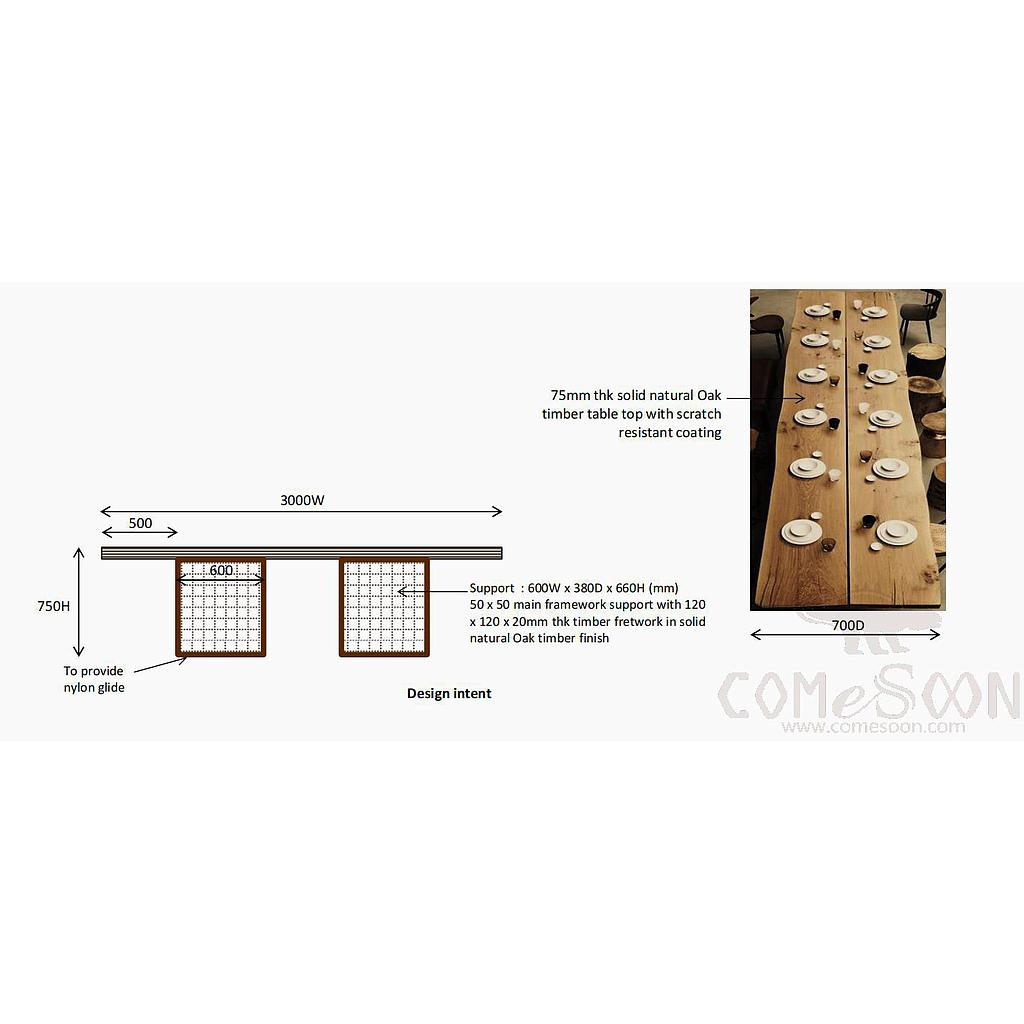 Tea table (customized product)-300*70*75cm , Dinning Table