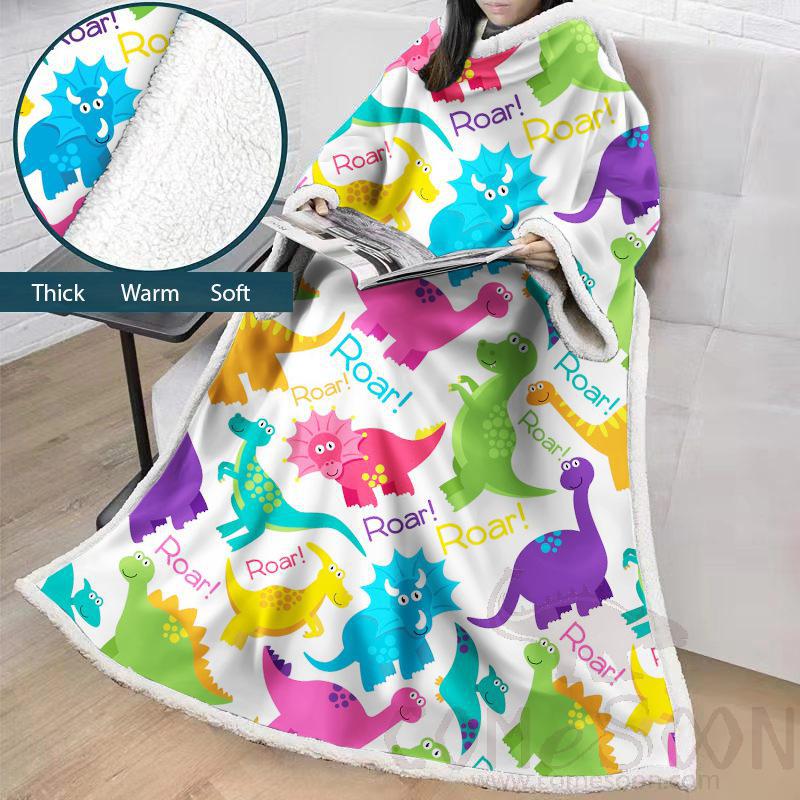 Cartoon Blanket With Sleeves,Crystal velvet ，127*178 CM