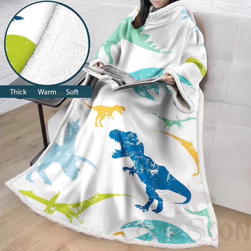 Cartoon Blanket With Sleeves,Crystal velvet ，127*178 CM