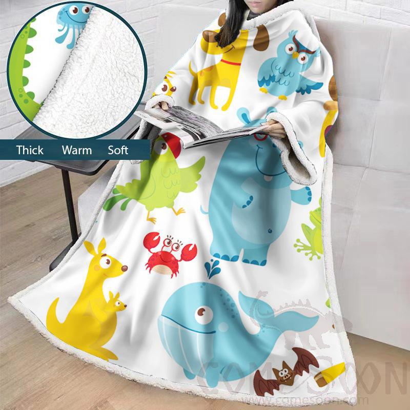 Cartoon Blanket With Sleeves,Crystal velvet ，127*178 CM