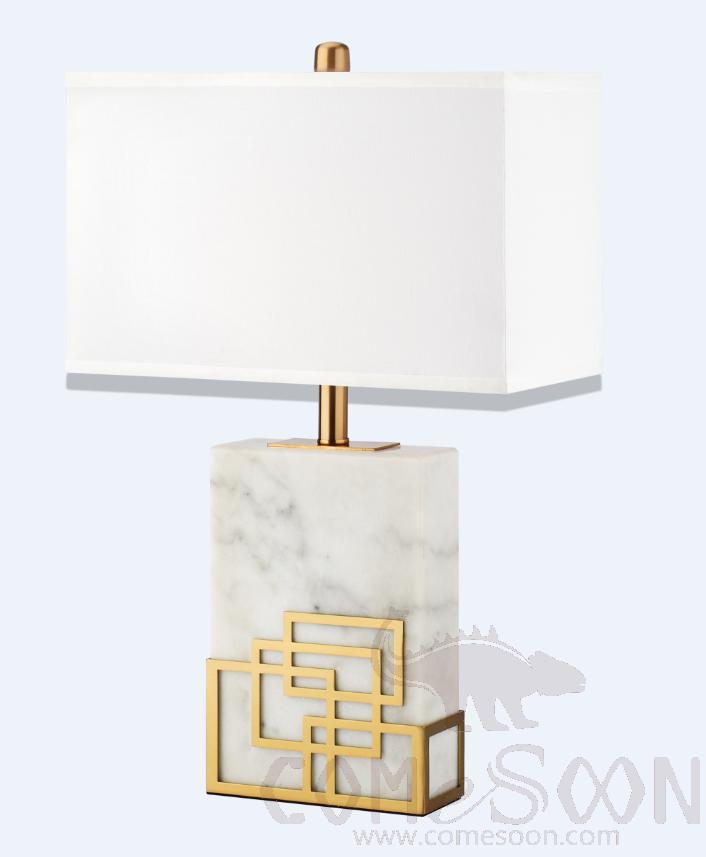 Marble Table Lamp-Marble + Metal + Fabric，5W,warm，400*200*640mm