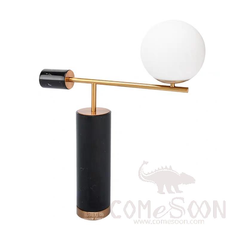 Marble Table Lamp-Marble + Metal + Fabric，5W,warm，420*180*620mm