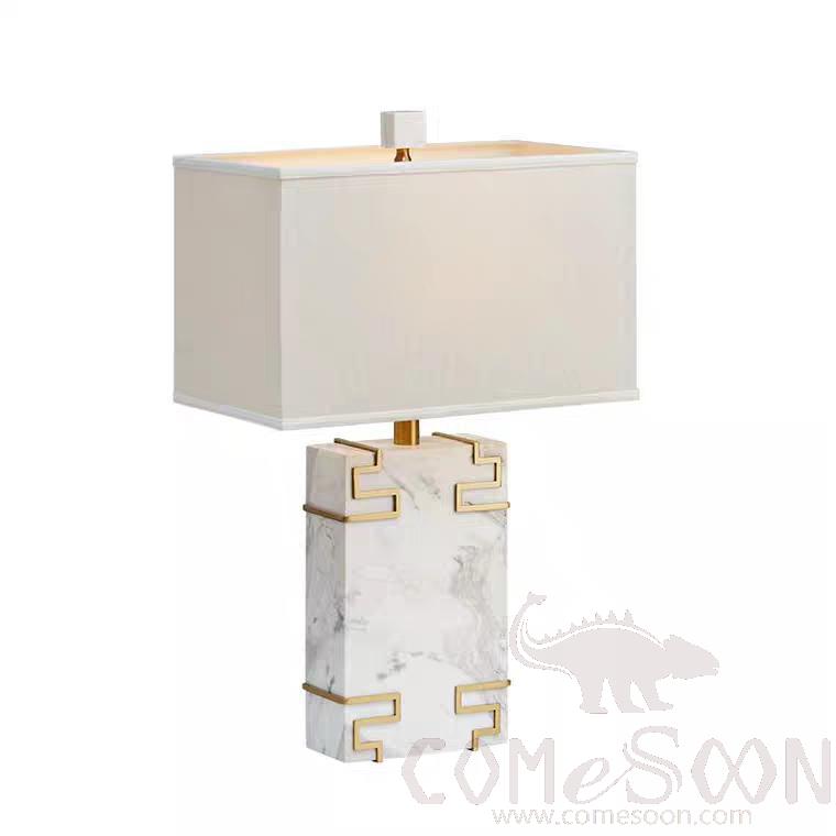 Marble Table Lamp-Marble + Metal + Fabric，5W,warm，400*200*650mm