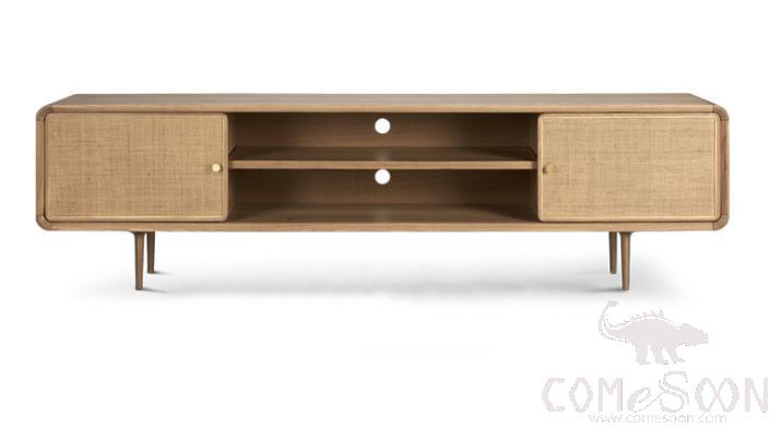 Rattan woven solid wood TV cabinet-180*40*60cm