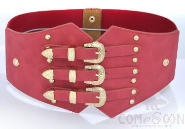 Belt-imitation leather+elastic belt+alloy buckle