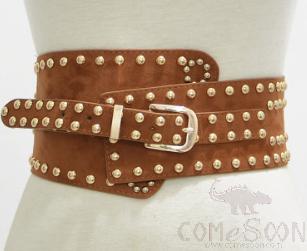 Belt-suede+metal rivet+Pu imitation leather