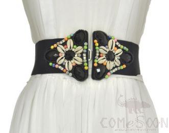 Belt-elastic band, shell+rice bead