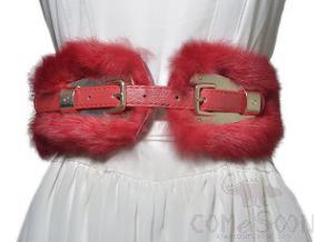 Belt-elastic band, rabbit hair, metal