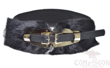 Belt-elastic band, rabbit hair, metal