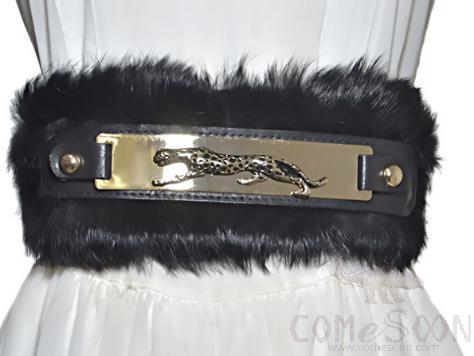 Belt-elastic band, rabbit hair, imitation leather