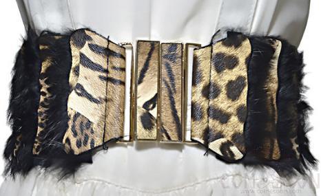 Belt-elastic band, rabbit hair, imitation leather