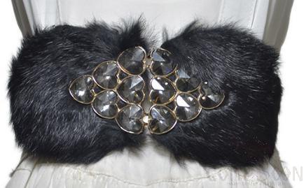 Belt-elastic band, rabbit hair, imitation leather