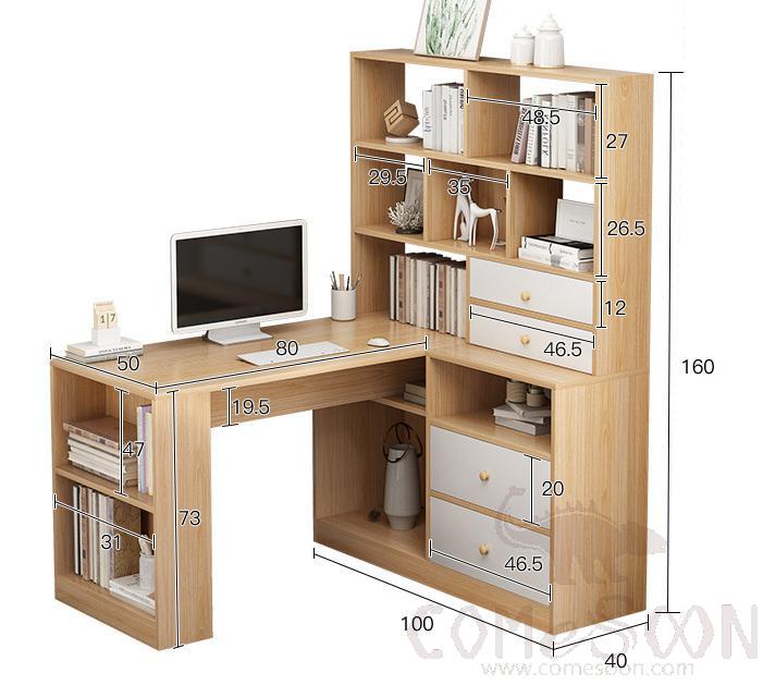 Bookshelf combination computer desk-120*100*160cm