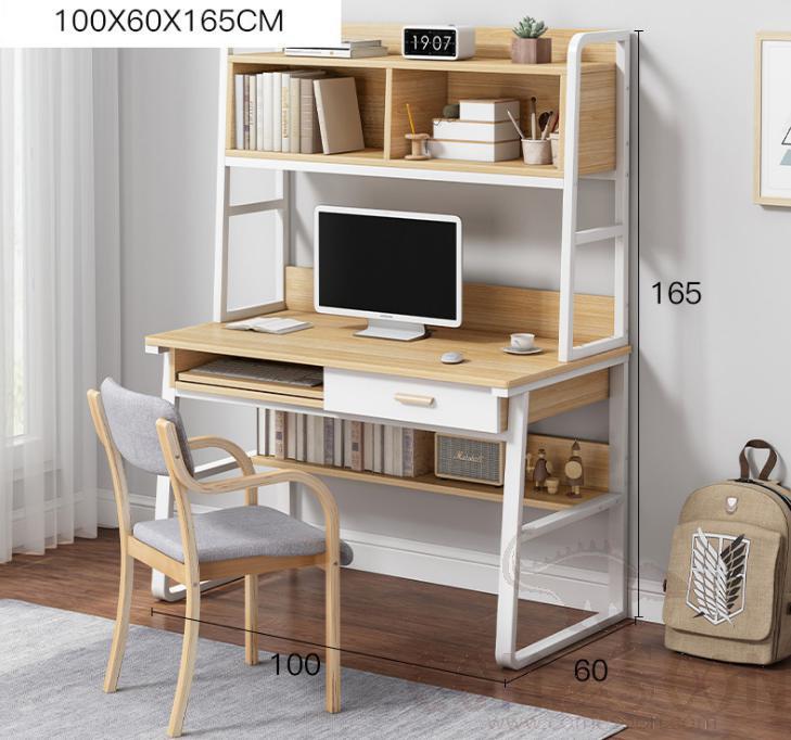 Desk and chair with bookshelf-100*60*165cm+53*45*79cm