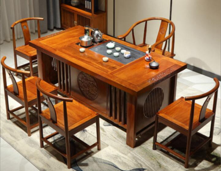 Solid wood tea table and chair combination-1 table and 4 chairs