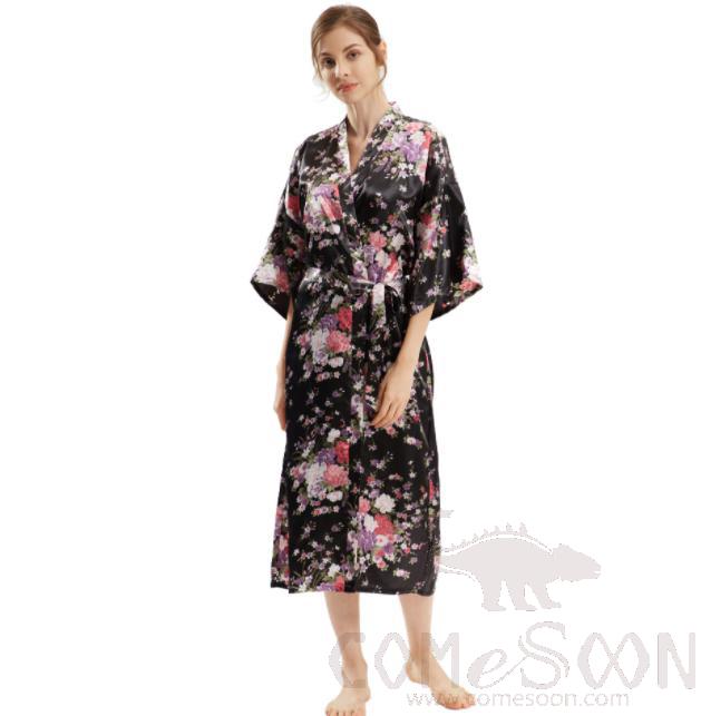 Yukata Bathrobe-Black 90gsm Fabric(Middle)