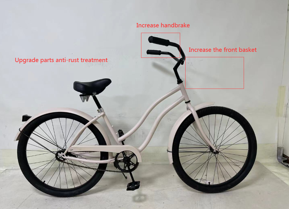 Beach bike-24 inches-With brake and front basket-Aluminium alloy