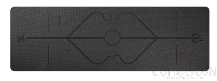 Yoga mat -TPE- black - Asana guide line - single layer